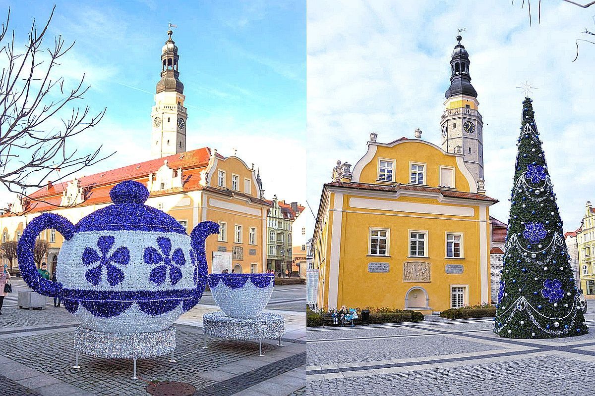 choinka rynek święta imbryk filiżanka