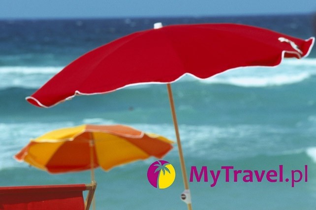parasole plaża baner mytravel