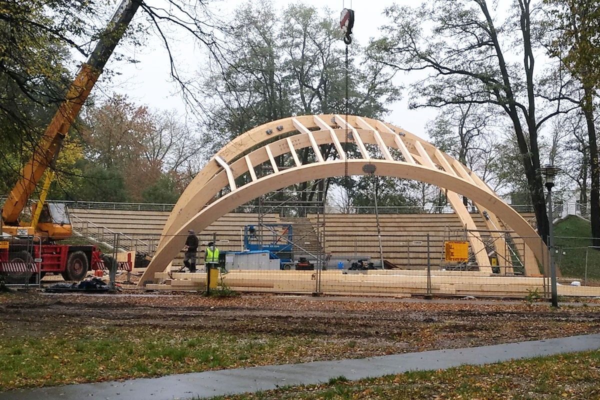 band shell, amphitheater, park