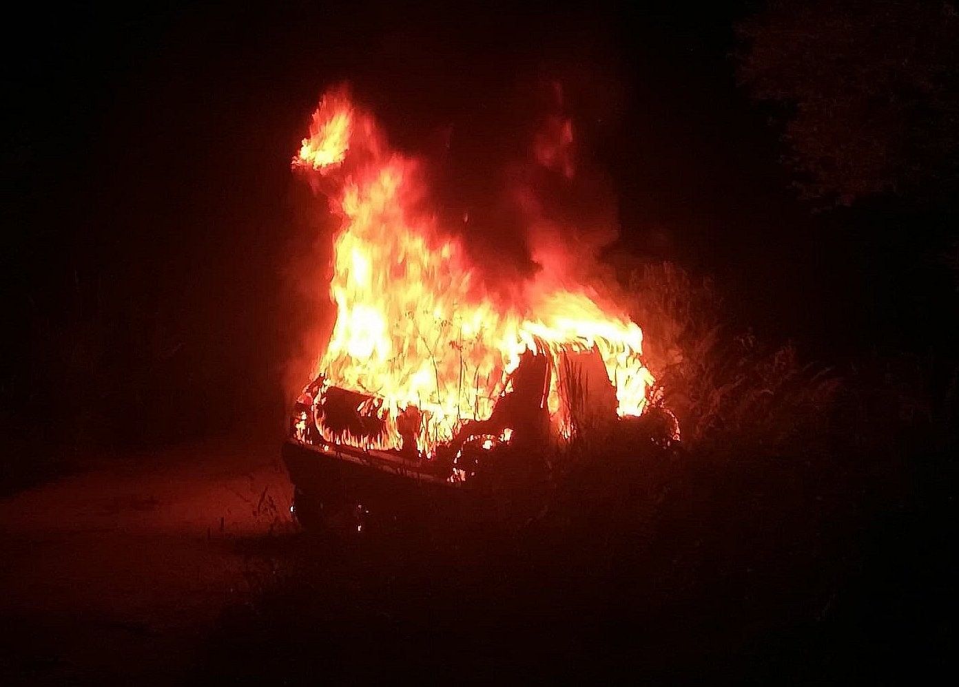 pożar auto gromadka