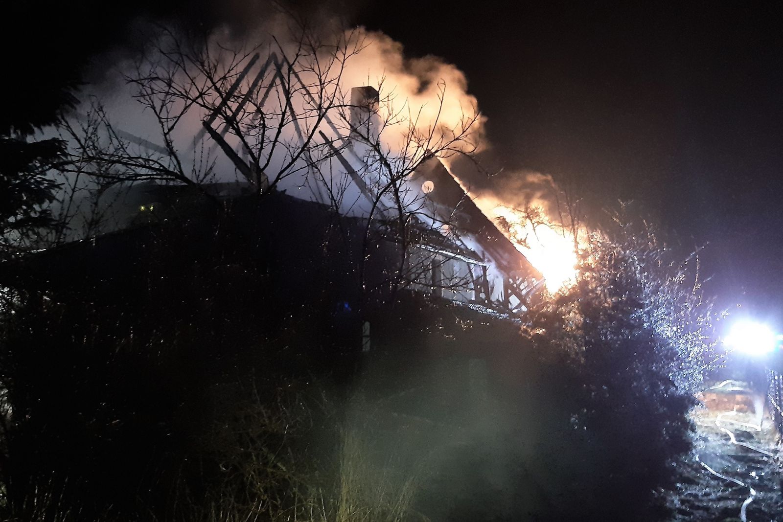 fire in a house in Godzieszów