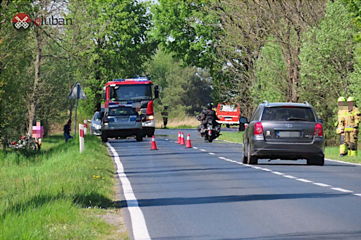 wypadek motocykl strefa wykroty czerwona woda
