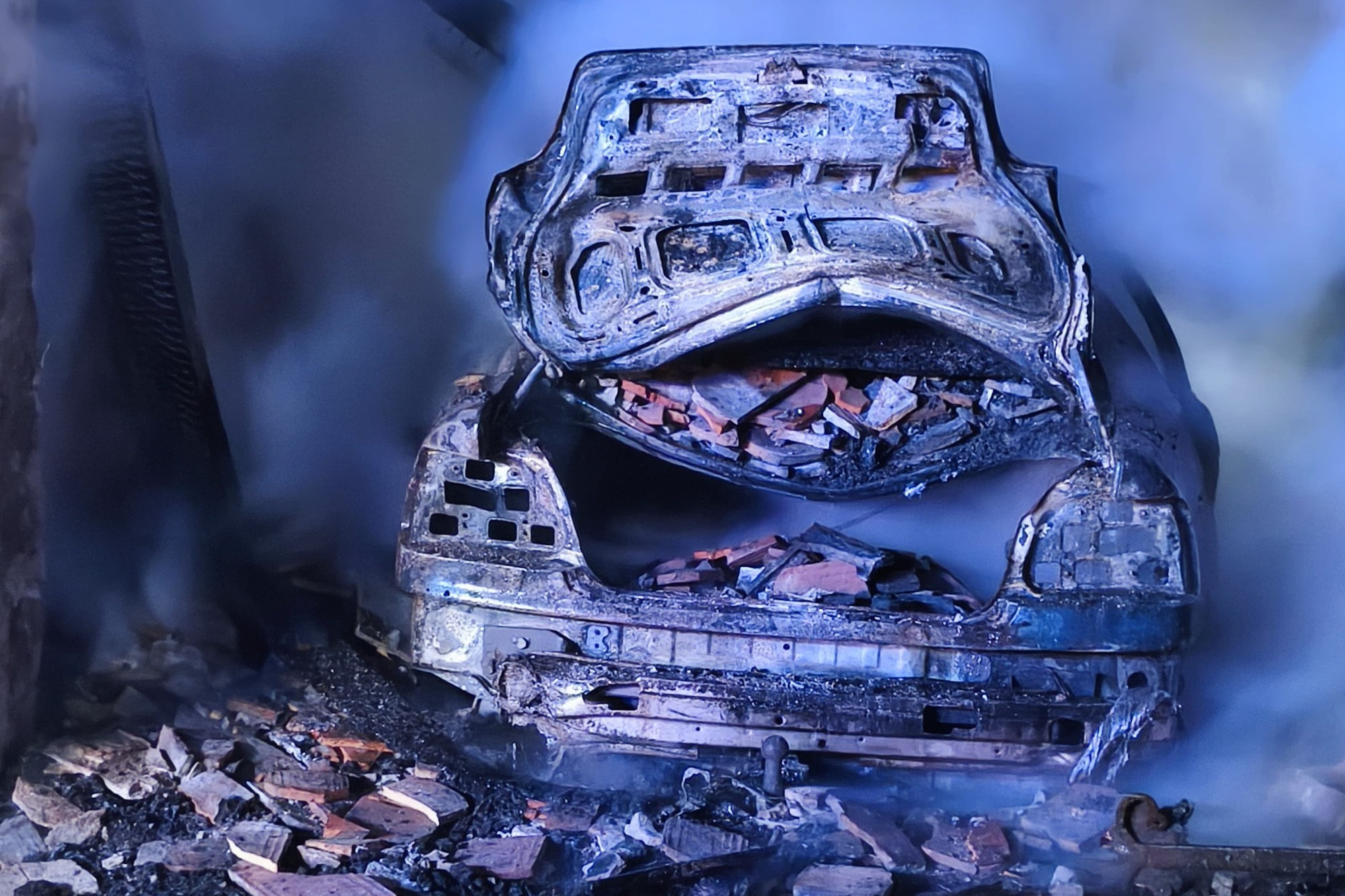 BMW wreck after the fire
