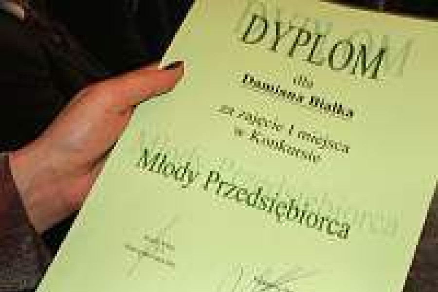 dyplom młody przedsiębiorca