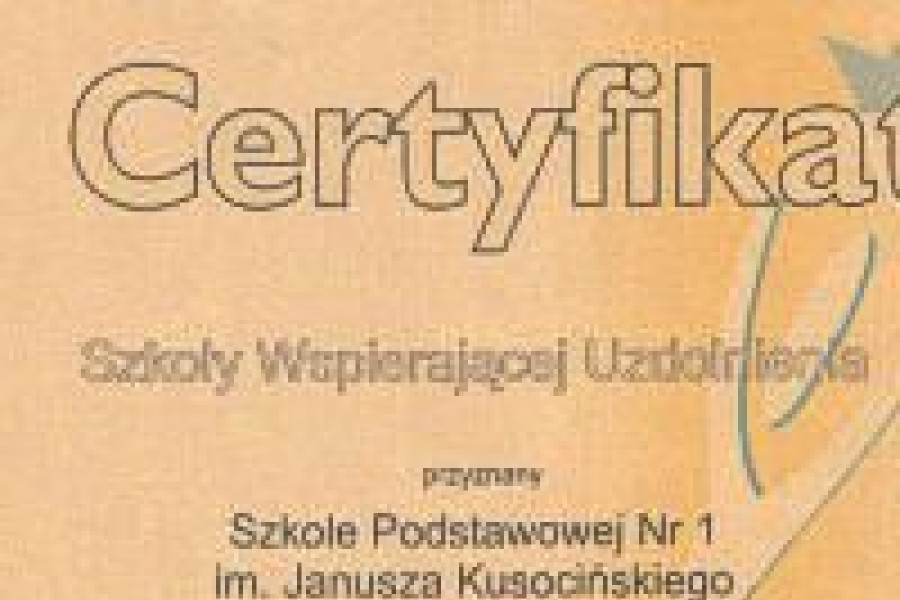 certyfikat szkoła podstawowa nr 1