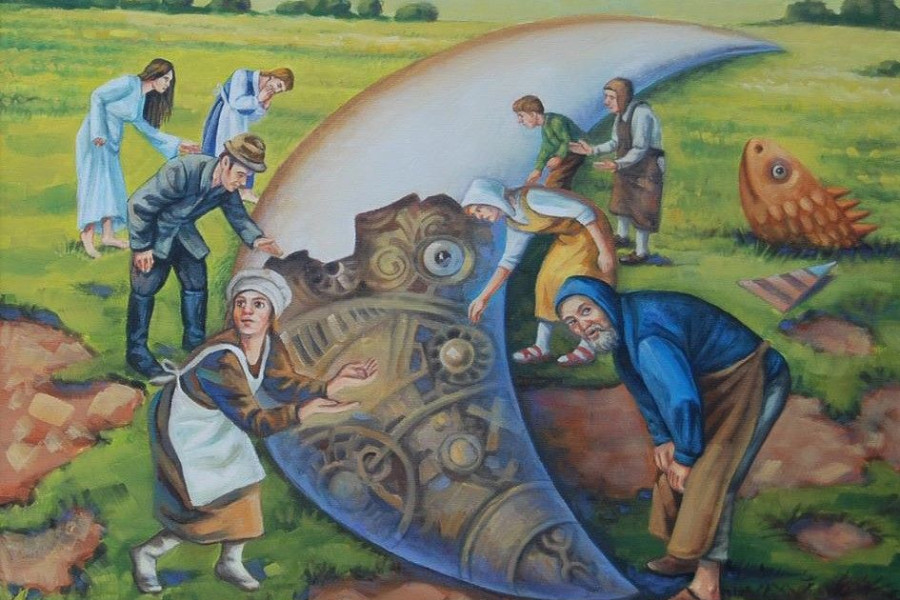 obraz ludzie pejzaż