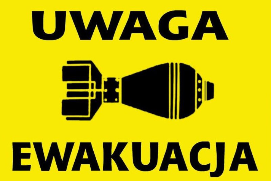 ewakuacja plakat uwaga niewybuch