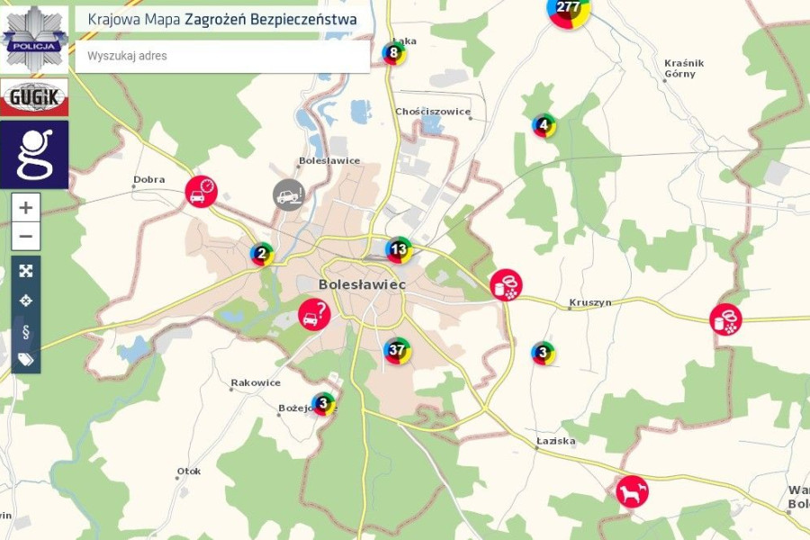 mapa zagrożenie policja