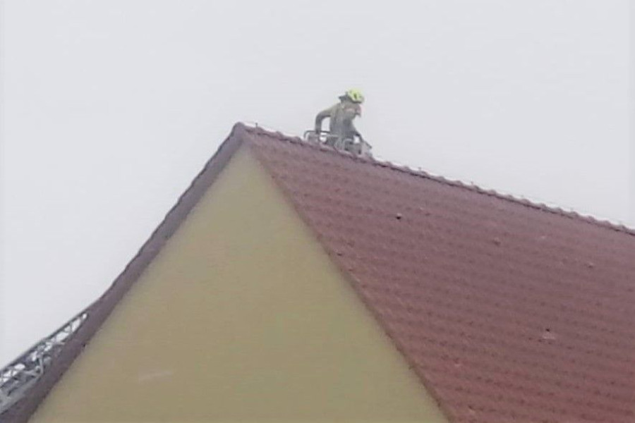 strażak dach