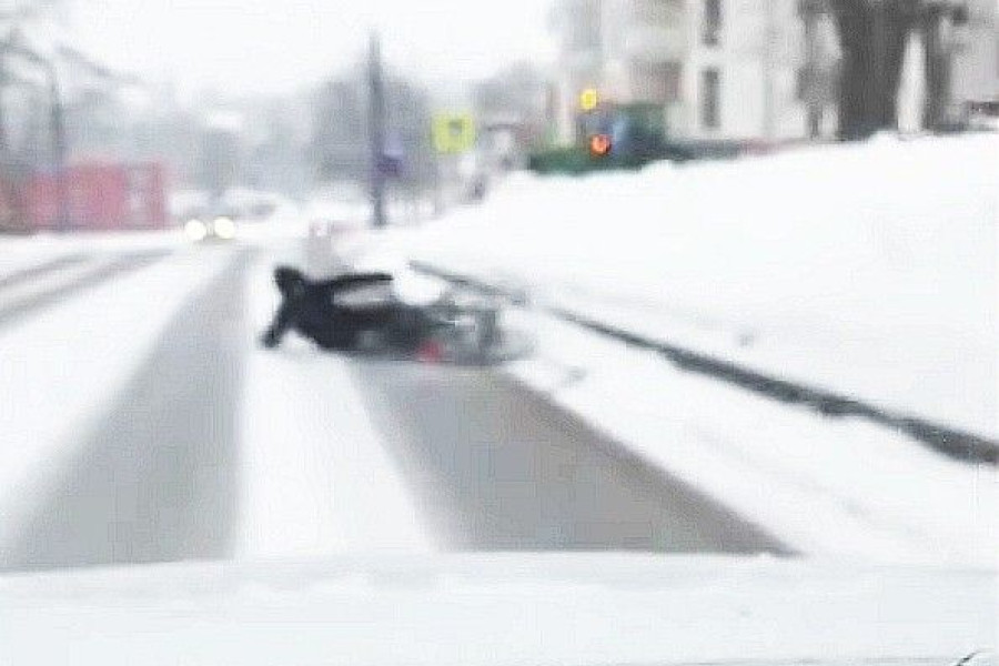 rowerzysta stop cham zima