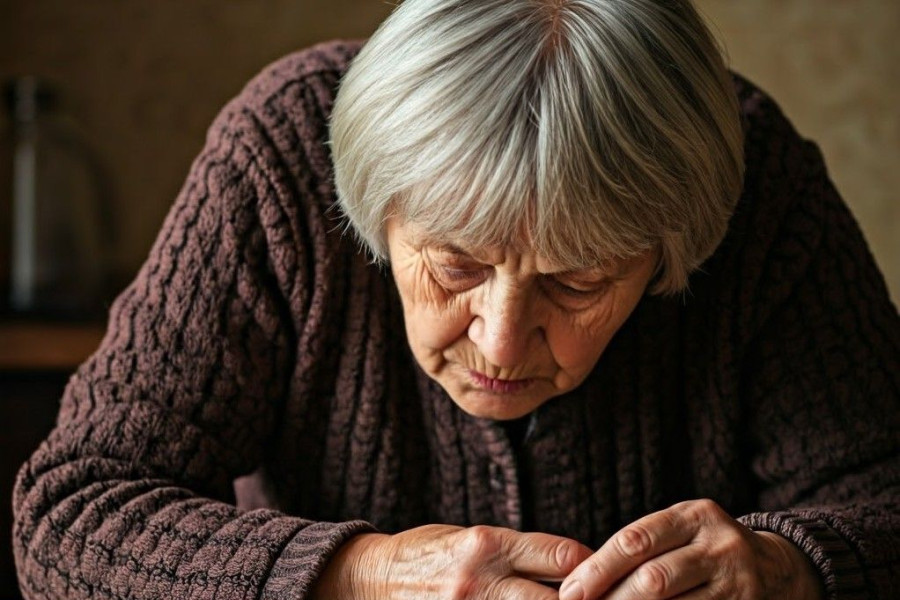 kobieta staruszka chleb