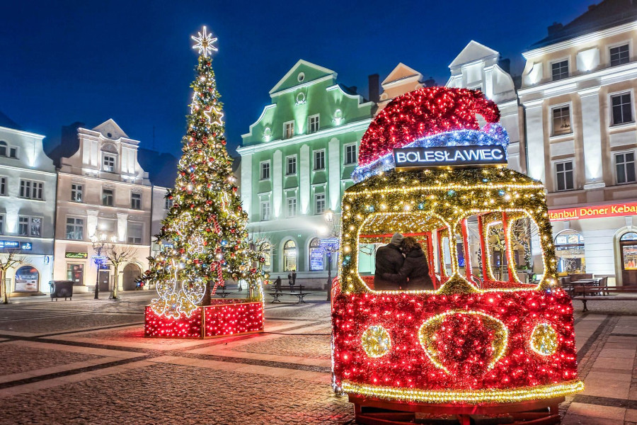 choinka autobus święta rynek