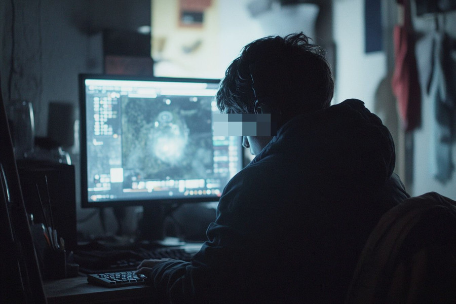 chłopak komputer gra