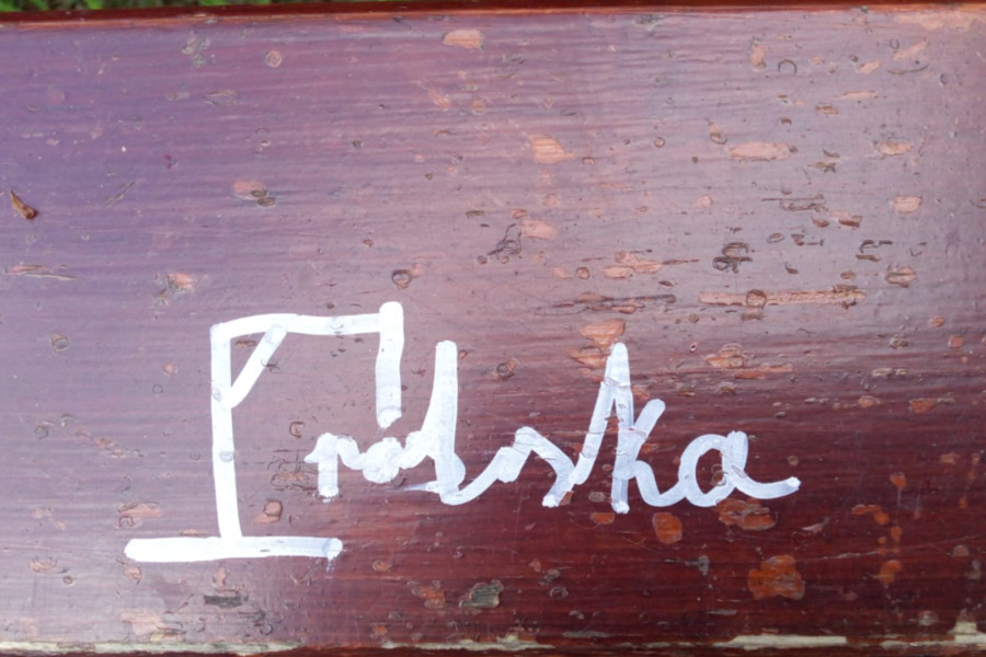 napis ławka wandalizm