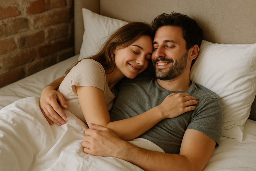 kobieta mężczyzna łóżko