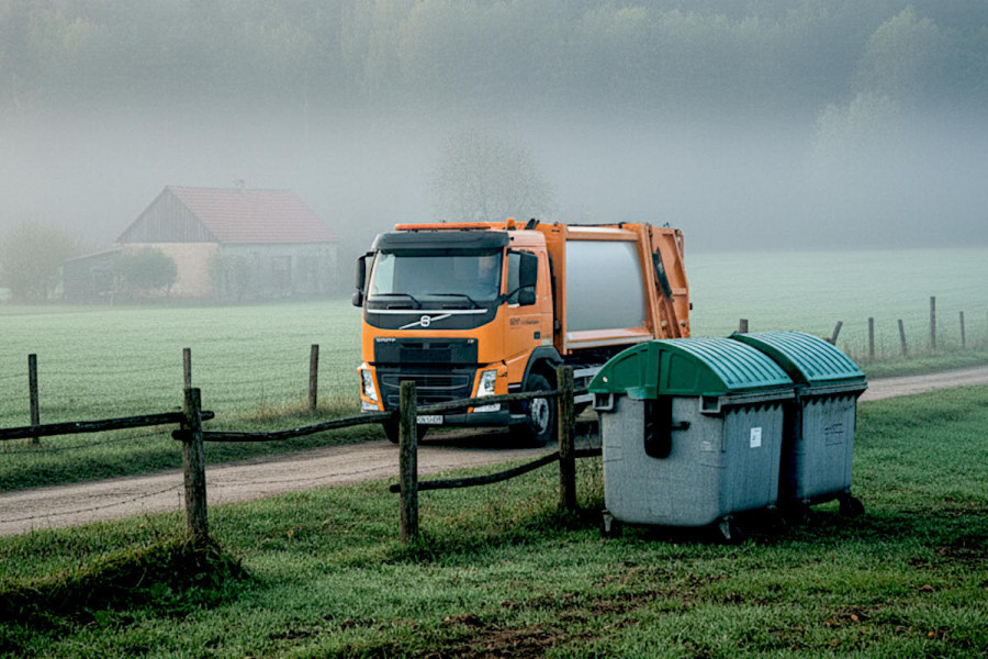 śmieciarka droga wieś
