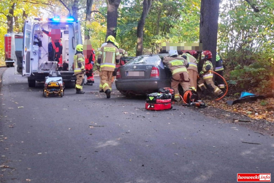zderzenie auto drzewo ustroń chmielno