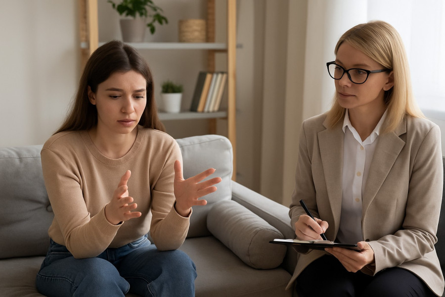 kobieta psycholog wizyta