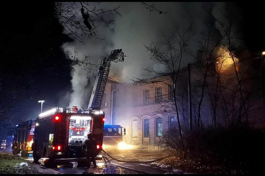 dworzec pożar straż