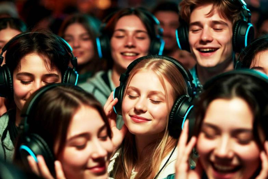 młodzi ludzie słuchawki