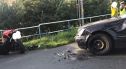 Zderzenie motocykla i mercedesa w Ocicach. Kierowca jednośladu przewieziony do szpitala