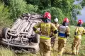 Wypadek w Starej Olesznej. Auto dachowało. Sprawca z mandatem