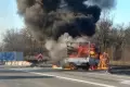 Pożar pojazdu dostawczego na autostradzie A4
