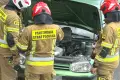 Pożar auta na drodze wojewódzkiej