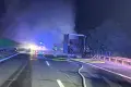 Trailer fire on the A4. Compacted waste paper caught fire, motorway blocked
