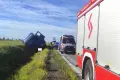 Truck Leaves the Road and Lands in a Ditch. Emergency Services Operation on the A4