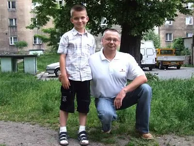 Kacper Grela z tatą