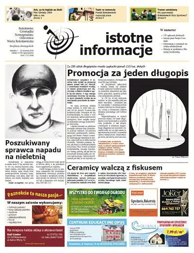 Pierwsza strona nowej bolesławieckiej gazety wydawanej przez nasz portal