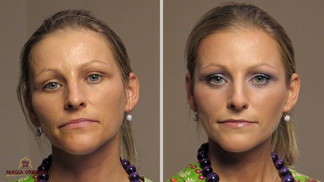 Pania Katarzyna przed i po makijażu w salonie „Magia Orientu”