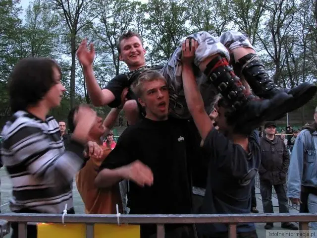 Bawiąca się młodzież na koncercie De Press