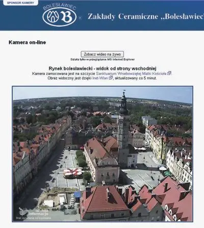 Obraz bolesławieckiego Rynku z kamery portalu IstotneInformacje.pl