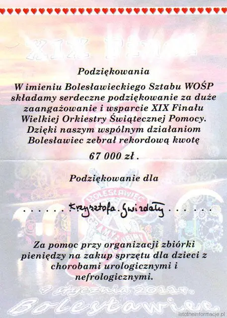Podziękowania od WOŚP