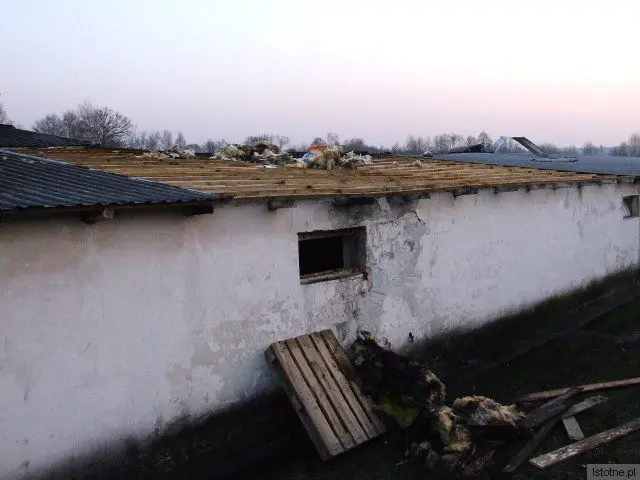 Spaliło się 20 m2 dachu kurnika