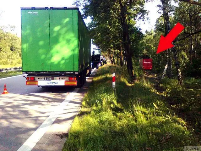 Kierowca tira miał dużo szczęścia. Udało mu się przejechać pomiędzy drzewami