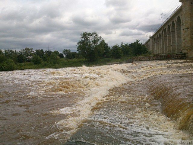 Rzeka Bóbr w okolicach wiaduktu. 5 czerwca 2013.