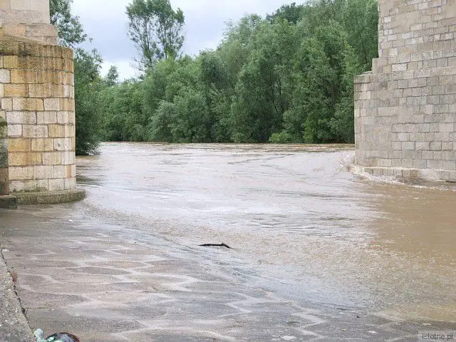 Rzeka Bóbr w Bolesławcu, w okolicach wiaduktu. 26 czerwca 2013 roku.