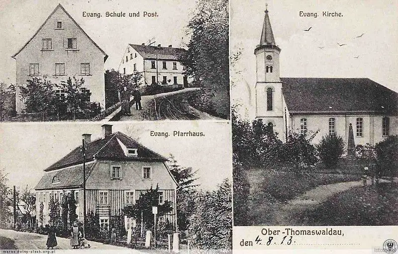 Kościół ewangelicki na pocztówce z 1913 roku