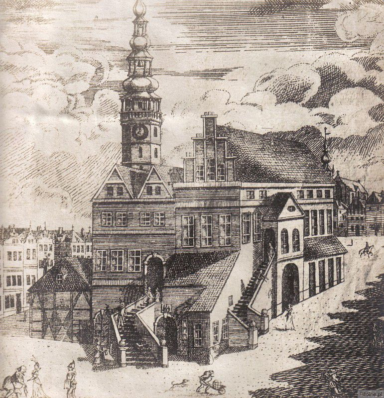 Ratusz na rycinie z pocz. XVIII w.