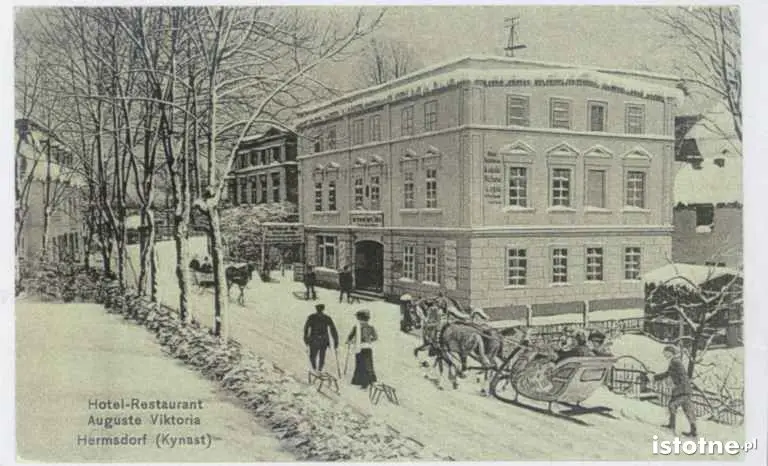 Widok zimowy w 1900 r. przy hotelu Viktoria