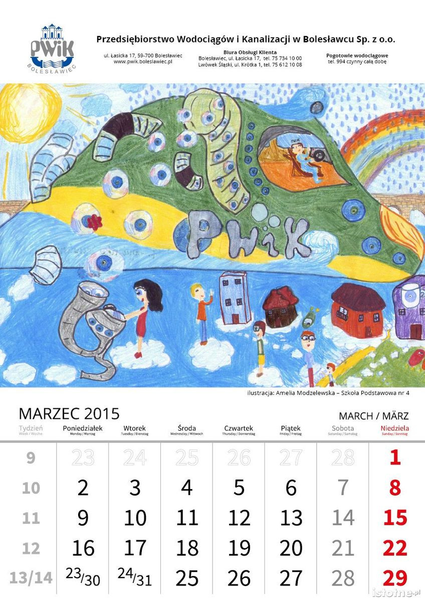Amelia Modzelewska (SP nr 4) strona z kalendarza PWiK