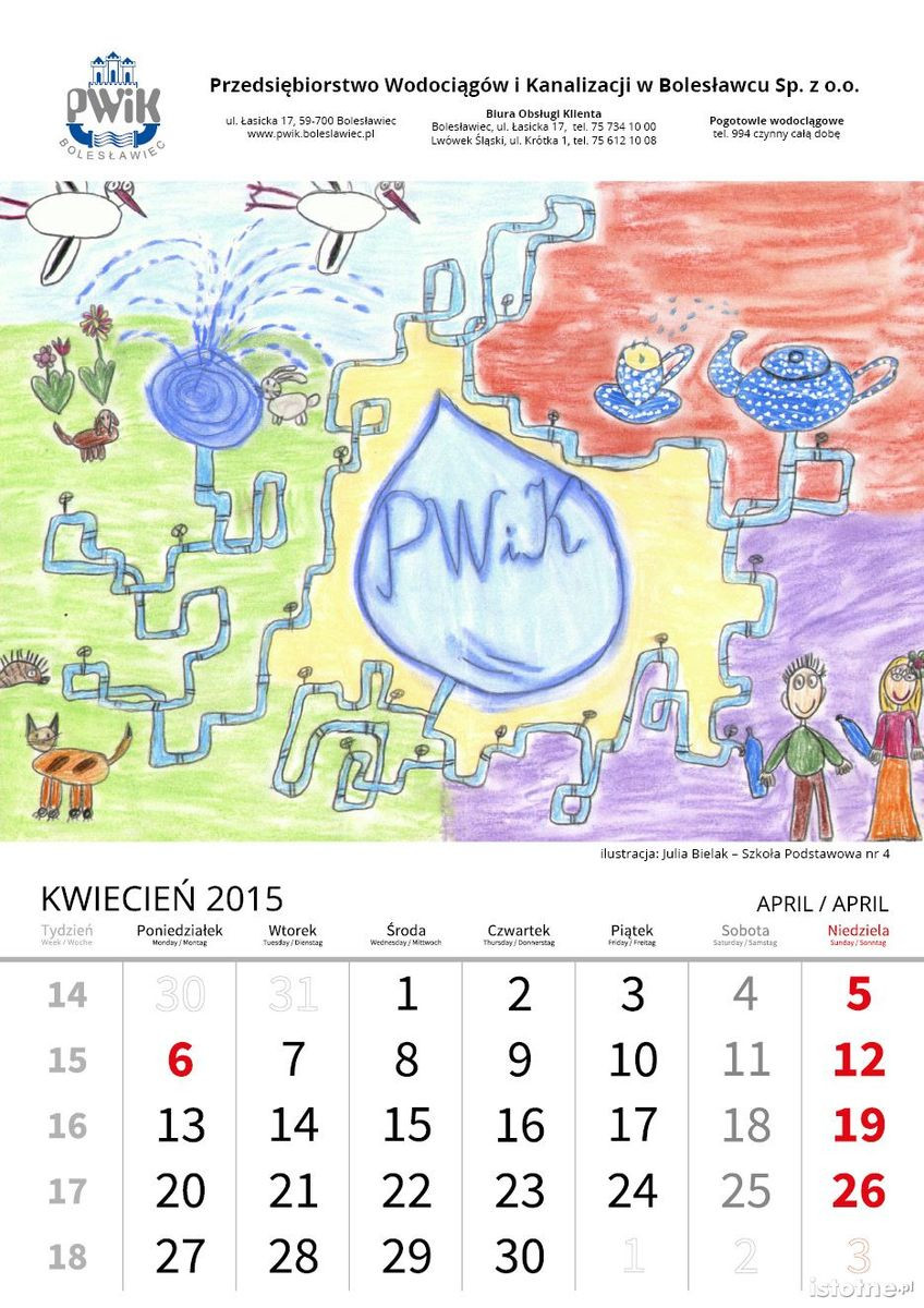 Julia Bielak (SP nr 4) strona z kalendarza PWiK