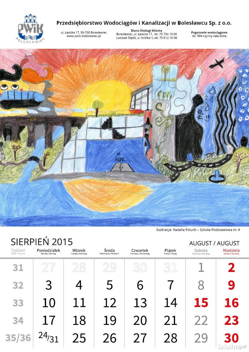 Natalia Psiuch (SP nr 4) strona z kalendarza PWiK