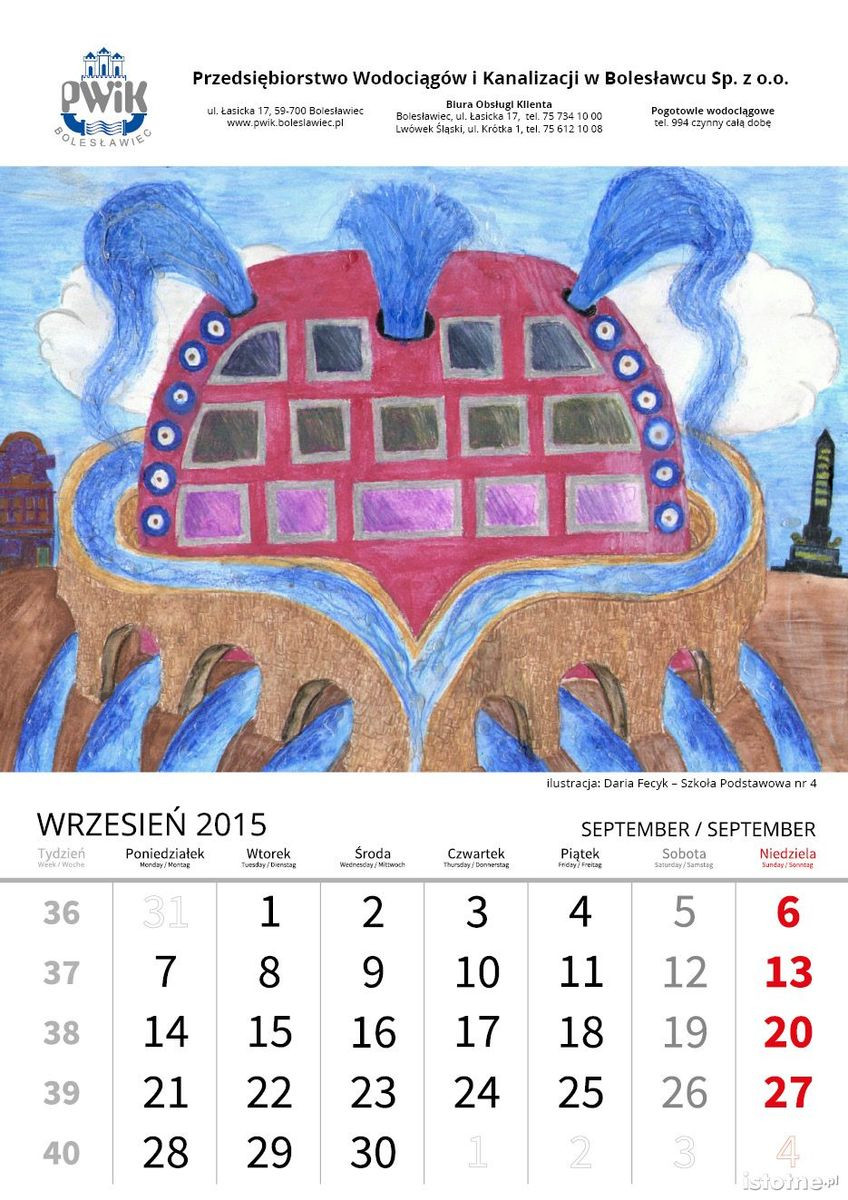 Daria Fecyk (SP nr 4) strona z kalendarza PWiK