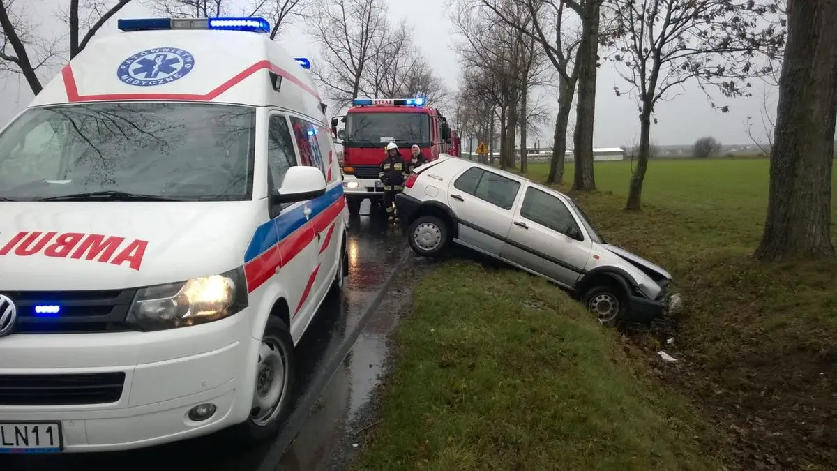 Kierowca Golfa wypadł z drogi między Wartą a Iwinami
