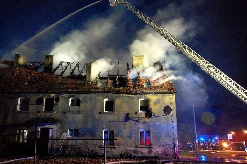 Pożar budynku w Modłej