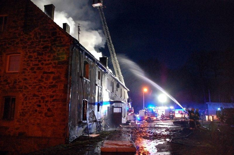 Pożar budynku w Modłej